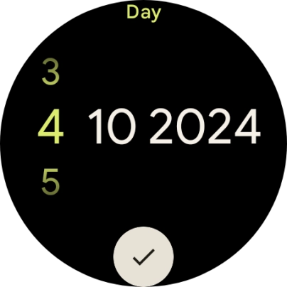 Slide your finger up or down on the screen to set the required date. Slide your finger up or down on the screen to set the required date.