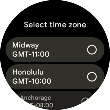 Press the required time zone. Press the required time zone.