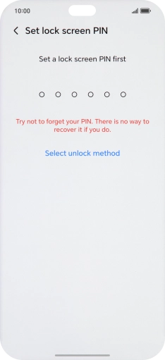 Press Select unlock method. Press Select unlock method.