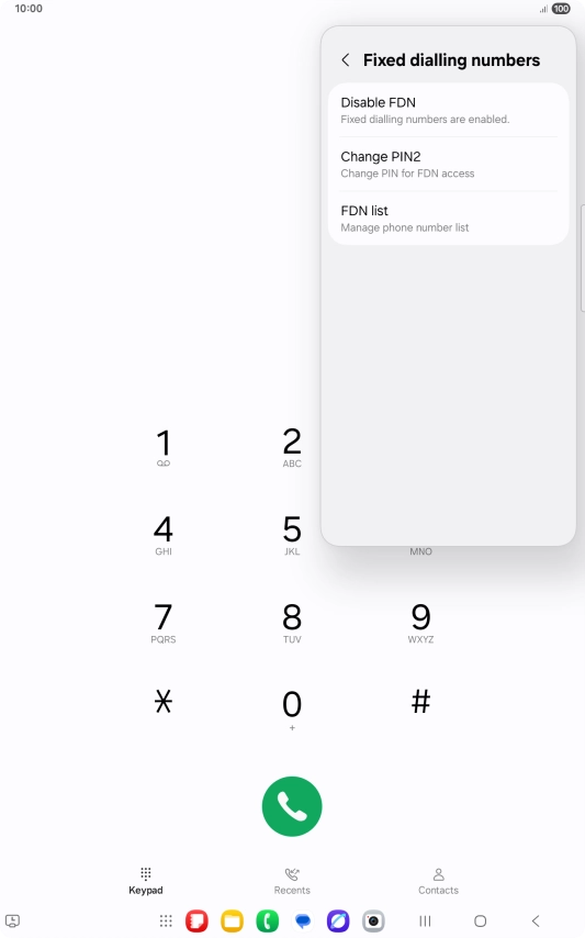 Press Disable FDN. Press Disable FDN.