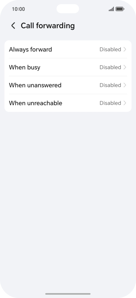 Press the required divert type. Press the required divert type.