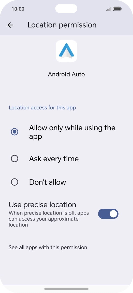 Press the required setting. Press the required setting.