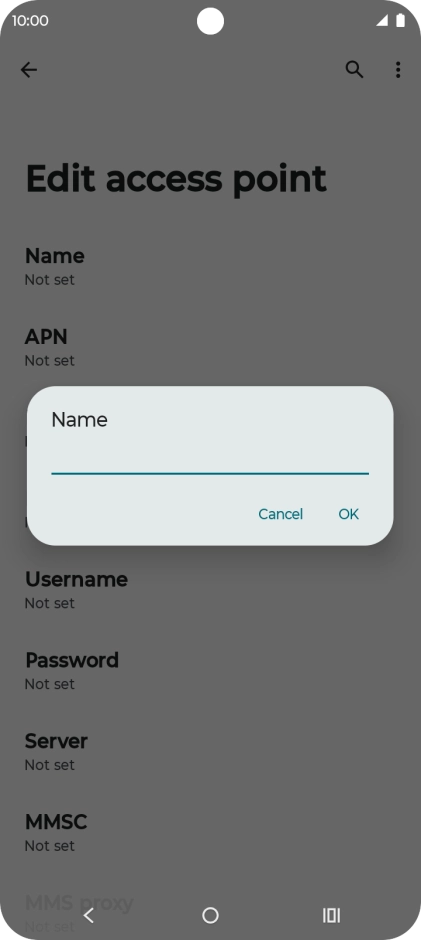 Key in EE Internet and press OK. Key in EE Internet and press OK.