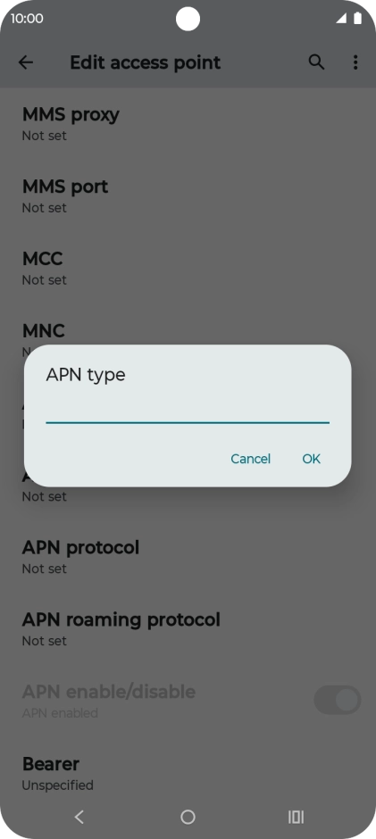Key in default and press OK. Key in default and press OK.