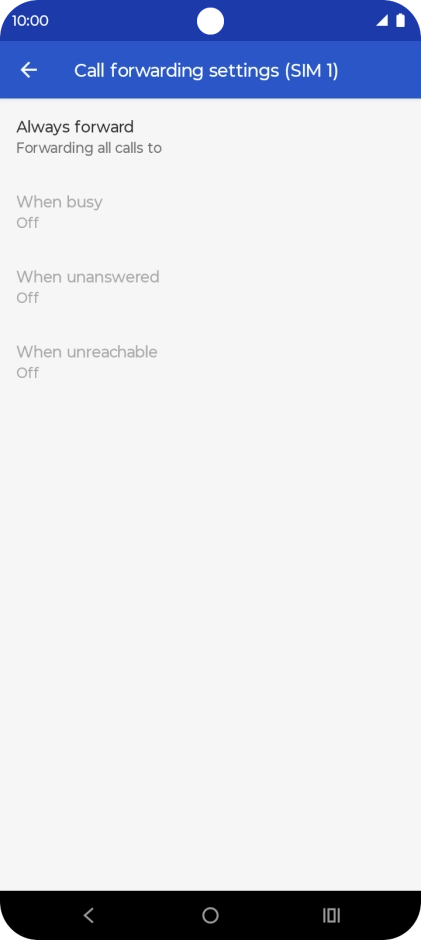 Press the required divert type. Press the required divert type.