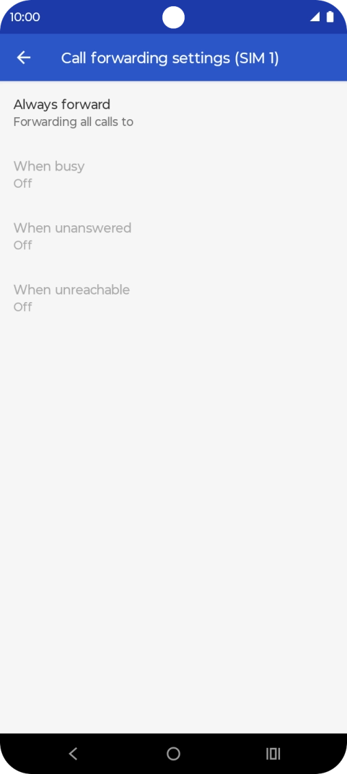 Press the required divert type. Press the required divert type.