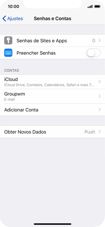 Pressione o nome da conta de e-mail que você acabou de criar. Pressione o nome da conta de e-mail que você acabou de criar.