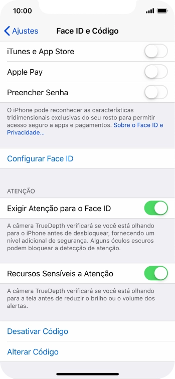 Pressione Desativar Código, e digite o código de bloqueio do celular. Pressione Desativar Código, e digite o código de bloqueio do celular.