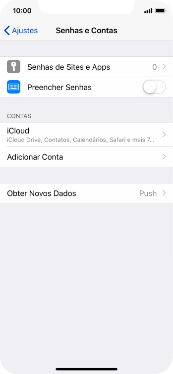 Pressione Adicionar Conta. Pressione Adicionar Conta.
