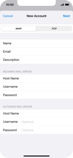 Press Username and key in the username for your email account. Press Username and key in the username for your email account.