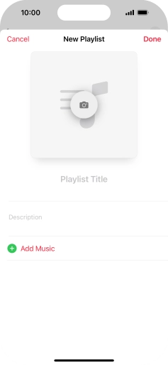 Press the text input field and key in a name for the playlist. Press the text input field and key in a name for the playlist.