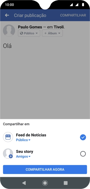 Pressione o campo ao lado das configurações desejadas. Pressione o campo ao lado das configurações desejadas.