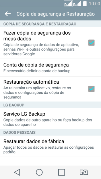 Pressione Restaurar dados de fábrica. Pressione Restaurar dados de fábrica.