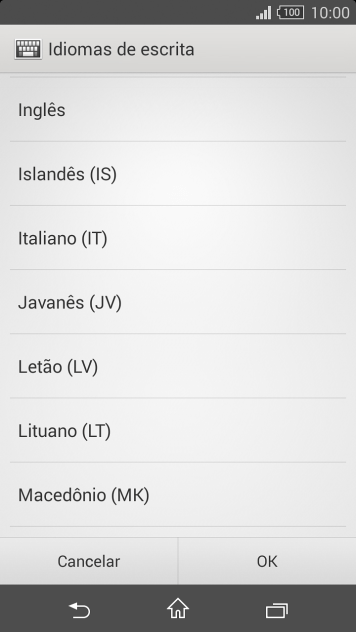 Pressione o idioma desejado. Pressione o idioma desejado.
