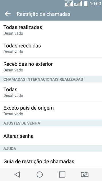 Pressione o tipo de bloqueio desejado. Pressione o tipo de bloqueio desejado.