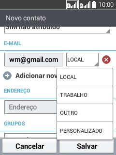 Pressione o tipo de e-mail desejado. Pressione o tipo de e-mail desejado.
