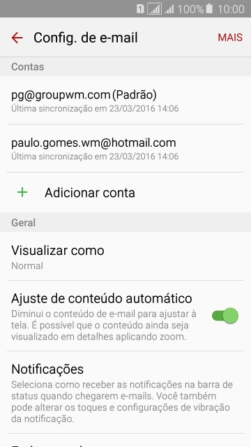 Pressione a conta de e-mail desejada. Pressione a conta de e-mail desejada.