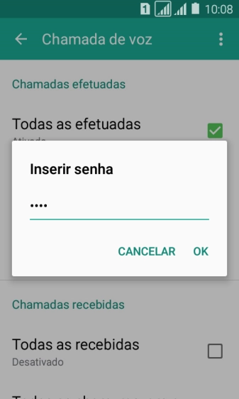 Digite sua senha de bloqueio, e pressione OK. Digite sua senha de bloqueio, e pressione OK.
