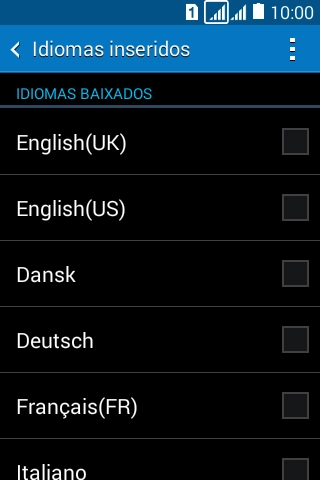Pressione o idioma desejado. Pressione o idioma desejado.