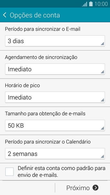 Se a tela mostrar essa imagem, sua conta foi reconhecida e configurada automaticamente. Siga as instruções da tela para inserir mais informações e finalizar a configuração. Se a tela mostrar essa imagem, sua conta foi reconhecida e configurada automaticamente. Siga as instruções da tela para inserir mais informações e finalizar a configuração.