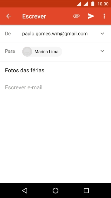 Pressioneo campo de escrever, e escreva o texto do seu e-mail. Pressioneo campo de escrever, e escreva o texto do seu e-mail.
