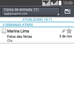 Pressione o nome da conta de e-mail. Pressione o nome da conta de e-mail.