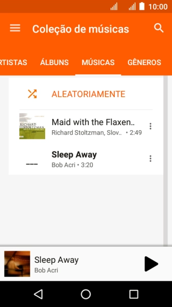 Pressione o arquivo de música desejado. Pressione o arquivo de música desejado.
