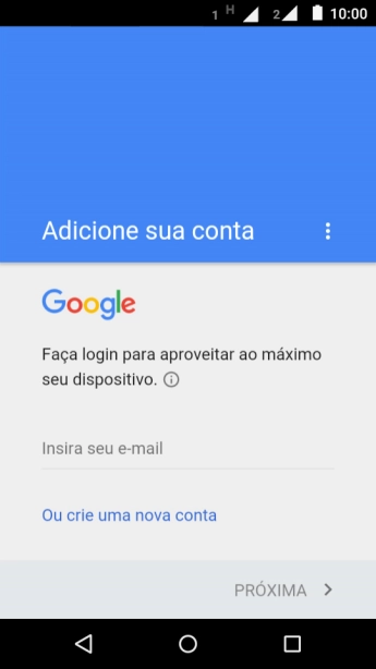 Pressione Insira seu e-mail e digite o nome de usuário da sua conta Google. Pressione Insira seu e-mail e digite o nome de usuário da sua conta Google.