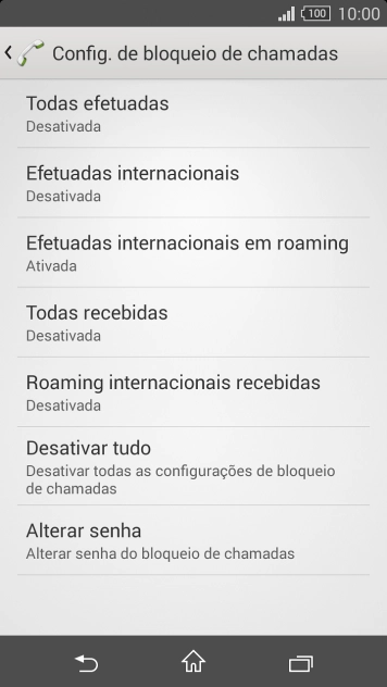 Pressione o tipo de bloqueio desejado. Pressione o tipo de bloqueio desejado.
