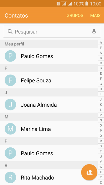 Pressione o ícone de novo contato. Pressione o ícone de novo contato.
