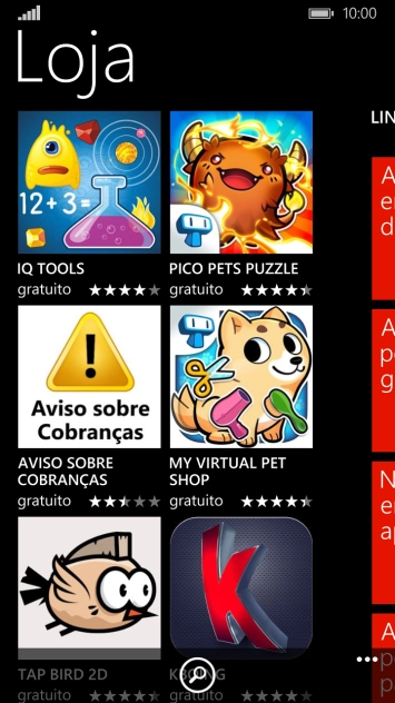 Pressione o ícone de busca. Pressione o ícone de busca.