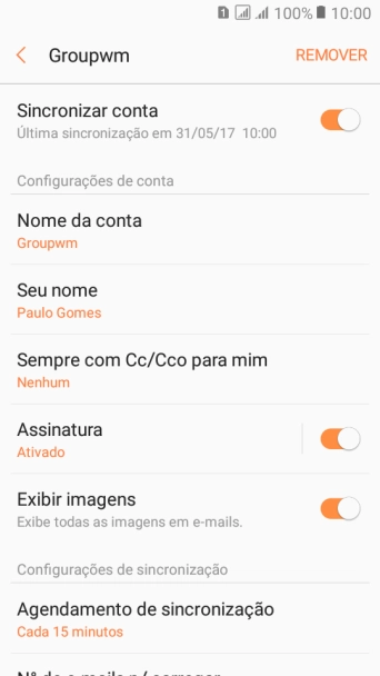 Pressione Nome da conta. Pressione Nome da conta.