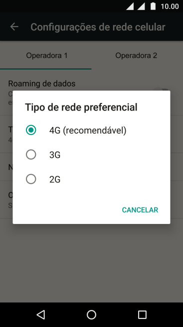 Pressione o tipo de rede. Pressione o tipo de rede.