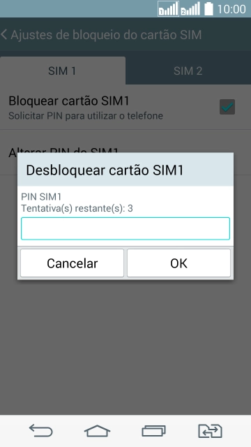 Digite um código PIN de quatro cifras e pressione OK. O código PIN padrão é 1010. Digite um código PIN de quatro cifras e pressione OK. O código PIN padrão é 1010.
