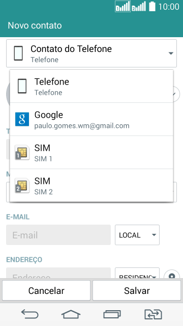 Pressione Telefone para salvar o contato na agenda de telefone. Pressione Telefone para salvar o contato na agenda de telefone.