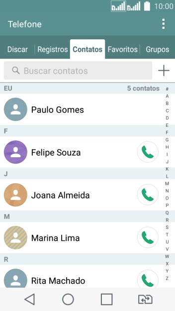 Pressione o ícone de novo contato. Pressione o ícone de novo contato.