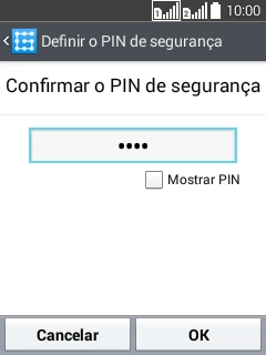 Digite o código PIN novamente e pressione OK. Digite o código PIN novamente e pressione OK.