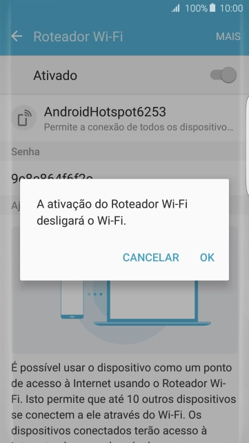 Se o Wi-Fi estiver ativado você deve pressionar OK. Se o Wi-Fi estiver ativado você deve pressionar OK.