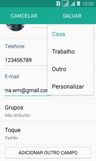 Pressione o tipo de e-mail desejado. Pressione o tipo de e-mail desejado.