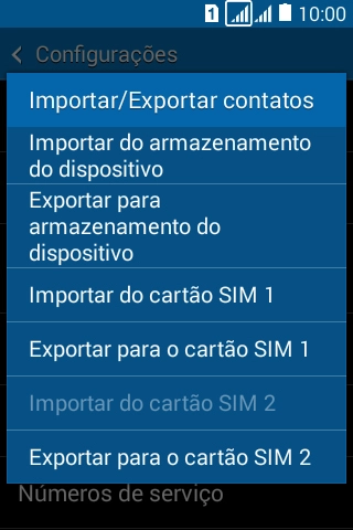 Pressione Importar do cartão SIM ‹›. Pressione Importar do cartão SIM ‹›.