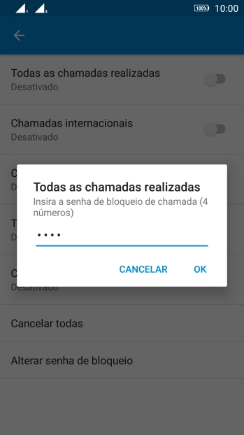 Digite sua senha de bloqueio, e pressione OK. Digite sua senha de bloqueio, e pressione OK.