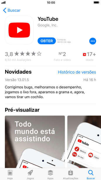 Pressione OBTER, e siga as indicações da tela para instalar o app. Pressione OBTER, e siga as indicações da tela para instalar o app.
