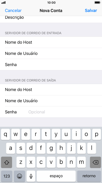 Pressione Senha e digite a senha da sua conta e-mail. Pressione Senha e digite a senha da sua conta e-mail.