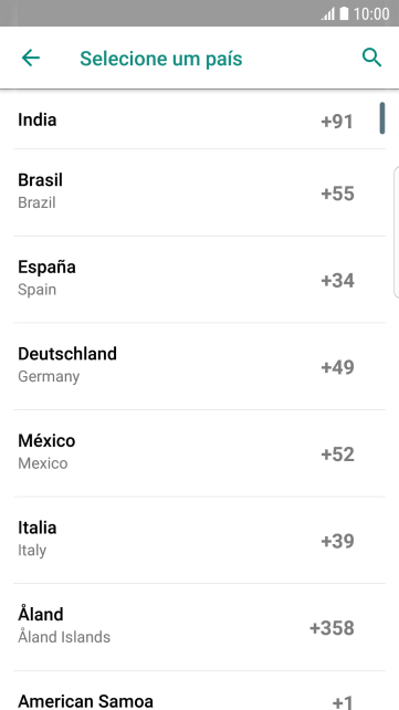 Pressione o país desejado. Pressione o país desejado.