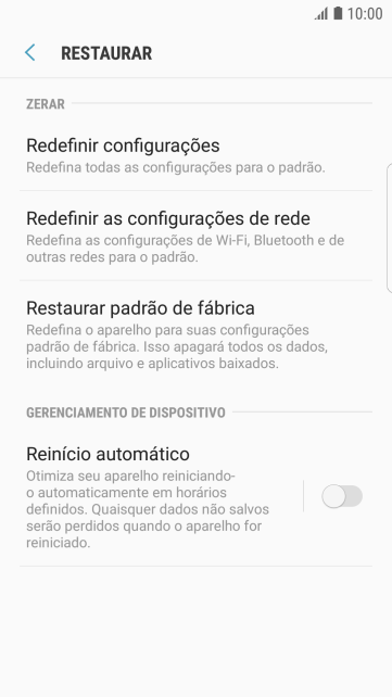 Pressione Restaurar padrão de fábrica. Pressione Restaurar padrão de fábrica.