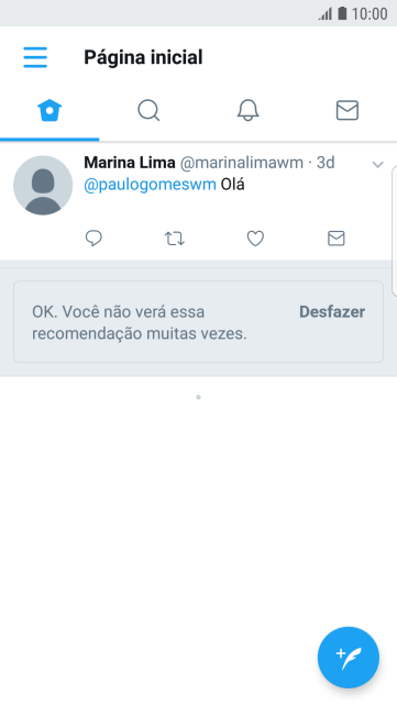 Pressione o ícone de novo tweet. Pressione o ícone de novo tweet.