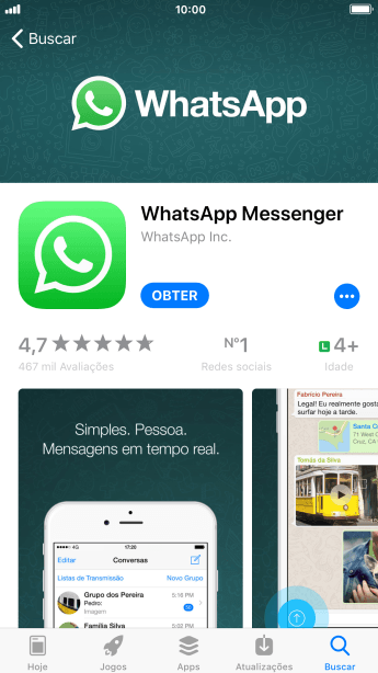 Pressione OBTER, e siga as indicações da tela para instalar o app. Pressione OBTER, e siga as indicações da tela para instalar o app.
