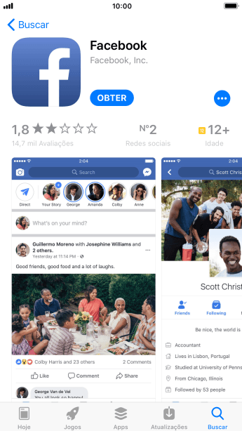 Pressione OBTER, e siga as indicações da tela para instalar o app. Pressione OBTER, e siga as indicações da tela para instalar o app.