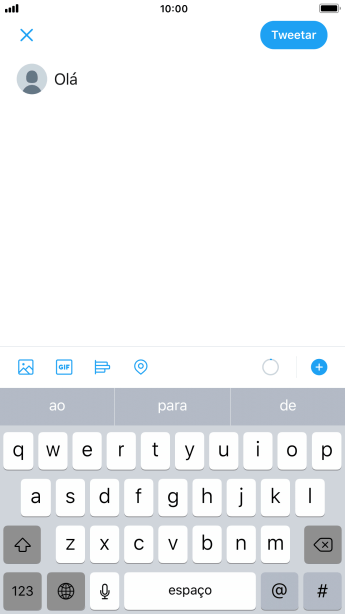Digite o texto desejado, e pressione Tweetar. Digite o texto desejado, e pressione Tweetar.