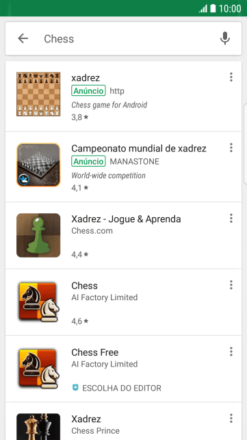 Pressione o app desejado. Pressione o app desejado.